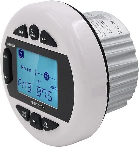 Herdio 4 بوصات Mp3 USB AM FM متوافق مع الطقس المقاوم للطقس البحري وUTV جهاز استقبال راديو ستيريو متوافق مع مكبر صوت بلوتوث مدمج - أسود in Kuwait