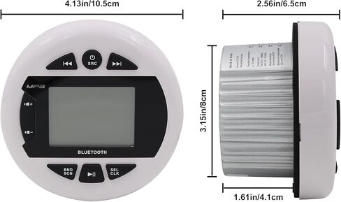Herdio 4 بوصات Mp3 USB AM FM متوافق مع الطقس المقاوم للطقس البحري وUTV جهاز استقبال راديو ستيريو متوافق مع مكبر صوت بلوتوث مدمج - أسود in Kuwait