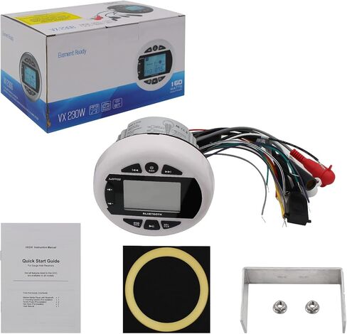 Herdio 4 بوصات Mp3 USB AM FM متوافق مع الطقس المقاوم للطقس البحري وUTV جهاز استقبال راديو ستيريو متوافق مع مكبر صوت بلوتوث مدمج - أسود in Kuwait