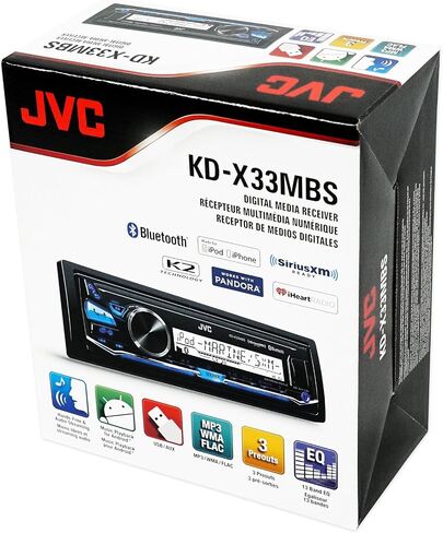 العبوة: مستقبل وسائط رقمي مارين 1Din KD-X33MBS من جيه في سي مع بلوتوث وUSB وتحكم باندورا + زوج من مكبرات صوت كيكر 41KM604W 6.5 انش 4 اوم 4 اوم باجمالي 300 واط كحد اقصى/100 واط RMS in Kuwait