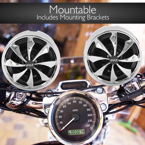 Pyle 600 Watt Weatherproof Motorcycle Speaker and Amplifier System w/ Four 3 Inch Waterproof Speakers, AUX IN - Handlebar Mount ATV Mini Stereo Audio Receiver Kit Set - Also for Marine, Boat - PLMCA98 in Saudi Arabia