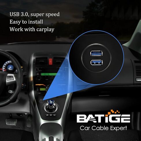 2 Ports Dual USB 3.0 Male to USB 3.0 Female AUX Flush Mount Car Mount Extension Cable for Car Truck Boat Motorcycle Dashboard Panel 1ft in Kuwait