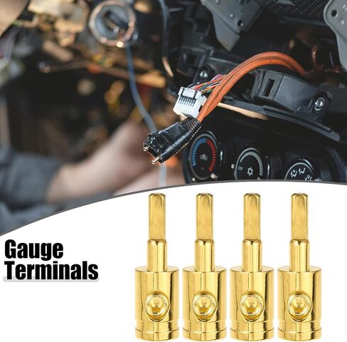 X AUTOHAUX 4 قطعة أمبير المدخلات المخفض النحاس 4 مقياس سيارة ستيريو الصوت AWG دبوس الطاقة سلك ارضي المخفض لهجة الذهب in Saudi Arabia