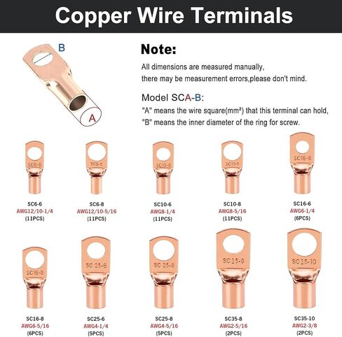 150 قطعة من نهايات كابل البطارية من Mriuuod، مجموعة متنوعة من عروات الأسلاك النحاسية AWG 2 4 6 8 10 قياس - 70 قطعة من عروات كابل البطارية وموصلات طرفية للأسلاك الحلقية و80 قطعة من أنبوب الانكماش الحراري in Kuwait