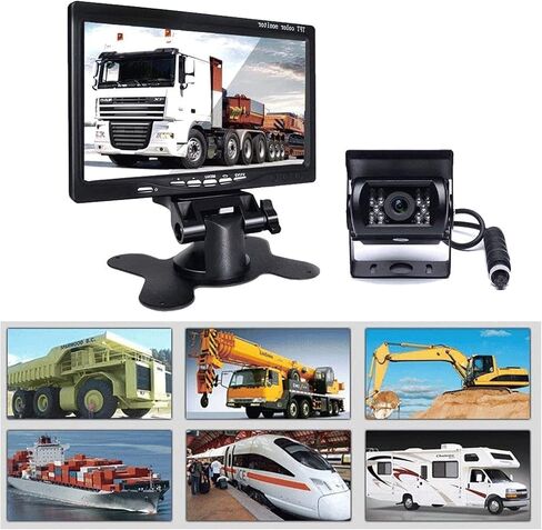 Hikity Backup Camera with Monitor Kit, Waterproof 18 IR LED Night Vision Reverse Camera + 7" Rear View Monitor Vehicle Parking System for RV Bus Trailer Truck (65ft 4-Pin Aviation Video Cable) in Saudi Arabia