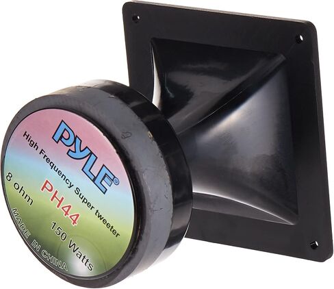 Pyle-Pro 4x4 Inch Speaker-Heavy Duty 150 Watt High Power Horn Audio Tweeter System w/ 25mm Voice Coil, 15 Oz Magnet Structure, 1kHz-18 kHz Frequency, 105 dB, 8 Ohm Impedance-Pyle (PH44) in Saudi Arabia