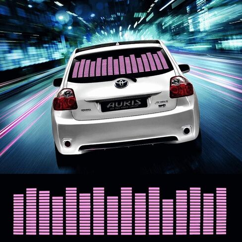 DIYAH Auto Sound Music Beat ملصقات السيارات المنشط المعادل المتوهج LED ضوء الصوت إيقاع الصوت مصباح 45 سم × 11 سم / 18 بوصة × 4.5 بوصة (متعدد الألوان) in Kuwait