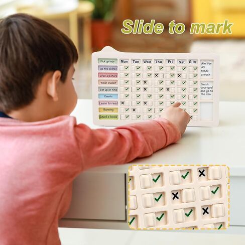 PIQOLA Chore Chart for Kids, Standable 7 Days Checklist Board, Replaceable Chore Board in Kuwait