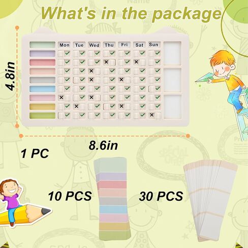 PIQOLA Chore Chart for Kids, Standable 7 Days Checklist Board, Replaceable Chore Board in Kuwait