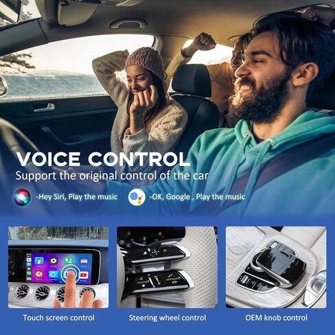محول Kuayvan Wireless CarPlay لأجهزة iOS وAndroid - صندوق سحري مع Netflix/YouTube/TikTok/Play Store/Mirror Link/TF Card، 5 جيجا هرتز WiFi و5.1 BT، لـ 2016+ OEM Wired CarPlay وAndroid Auto Cars in Kuwait