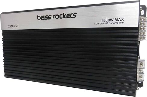 مضخم صوت للسيارة من فئة D بخمس قنوات Z1500.5D من Bass Rockers | 1500 واط، تردد 10-20 كيلو هرتز، 96 ديسيبل | رقمي، نطاق كامل، مصدر طاقة Mosfet، رائع لمكبرات الصوت ومكبرات الصوت in Kuwait