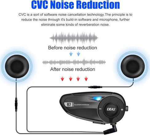 ايجيس نظام اتصال داخلي بلوتوث لخوذة الدراجة النارية Q2، سماعة بلوتوث 5.1 للدراجات النارية مع تأثير صوت ستيريو ووظيفة الاقتران السريع لراكبين يتحدثان في نفس الوقت ضمن 800 متر (عبوة من قطعتين) in Kuwait