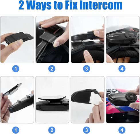 ايجيس نظام اتصال داخلي بلوتوث لخوذة الدراجة النارية Q2، سماعة بلوتوث 5.1 للدراجات النارية مع تأثير صوت ستيريو ووظيفة الاقتران السريع لراكبين يتحدثان في نفس الوقت ضمن 800 متر (عبوة من قطعتين) in Kuwait