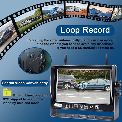LeeKooLuu RV Backup Camera Wireless HD 1080P 7 Inch Recorder DVR Monitor Touch Key Screen Four Channel Adapter for Furrion Pre-Wired RV Rear View System Waterproof Night Vision 2023 Latest Version LK5 in Kuwait