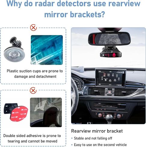 Radar Detector Mount,Car Radar Detector Rearview Mirror Rod Bracket | Compatible With Valentine V1,Easy To install,not applicable to unlisted models (Upgraded version) in Kuwait