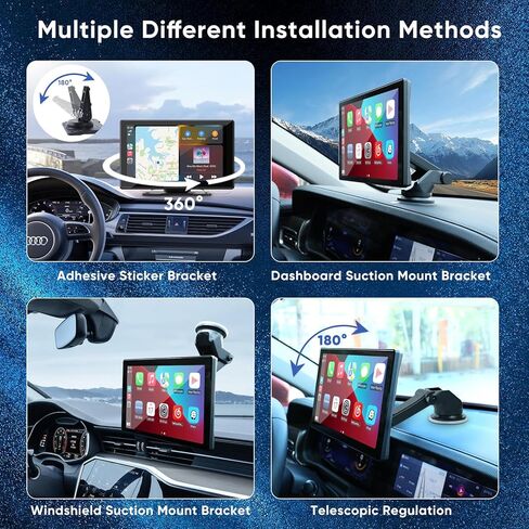 Hererod ستيريو سيارة Carplay لاسلكي محمول مع كاميرا داش 2.5K - شاشة IPS عالية الدقة 9.8 بوصة، Android Auto، كاميرا احتياطية 1080 بكسل، تسجيل حلقة، بلوتوث، وحدة رأس ملاحة GPS، مستقبل راديو السيارة in Kuwait