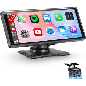 SANPTENT Wireless Apple CarPlay Dash Mount Portable Car Stereo, Android Auto, 9.33-Inch FHD Touchscreen Car Audio Receiver, Drivemate, Car Buddy with Voice Control, AUX/AV IN/USB, AHD Rear View Camera in Kuwait