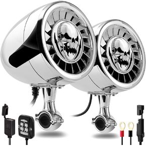 GoHawk AS5-X All-in-One 600W Built-in Amplifier 5 in. Full Range Waterproof Bluetooth ATV RZR UTV Stereo Speakers Audio Amp System AUX USB, 1.5 to 2" Rollcage Bar Polaris 4 Wheeler Can-Am