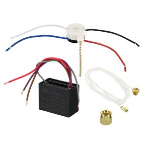 PATIKIL CBB61 Ceiling Fan Capacitor, 1Set 4.5+6+5uF 250V AC 50/60HZ 4 Wires with 3 Speed Fan Switch for Air Conditioner Fan Motor Star Run Capacitors
