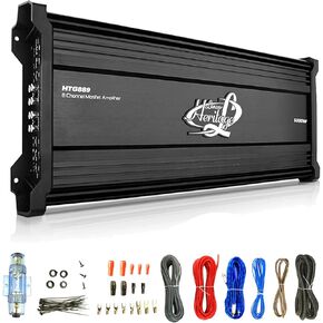 Lanzar HTG889 8 قنوات 4000 واط الطاقة القصوى 2 أوم مستقرة عالية ومنخفضة مرشح التحكم MOSFET مجموعة مضخم صوت السيارة مع مجموعة تركيب أسلاك مضخم صوت كاملة 8 قياسات in Kuwait