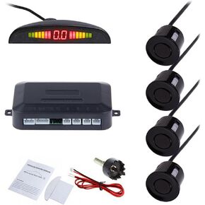 Tiemahun LED Parking Sensors Car Auto Vehicle Reverse Backup Radar System, Sound Warning, Water Resistant Anti-Freeze, 22MM Diameter Sensor 2.3M Cable X68D (Black)