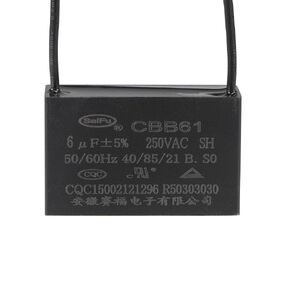 YOKIVE Ceiling Fan Capacitor CBB61, Metallized Polypropylene Film Capacitor Great for Fans Pumps Motors Running (6uF 250V AC 2 Wires 50/60Hz) in Kuwait