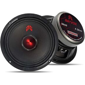 MX65P1 Loudspeaker 6.5 Inch Midrange 200 Watts 4 Ohms Red Dust Cap, Premium Quality Audio Door Speakers for Car or Truck Stereo Sound System, Black (2 Speakers)
