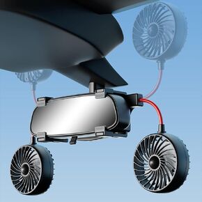 كواكس مروحة سيارة USB 12/24 فولت لمرآة الرؤية الخلفية الداخلية للسيارة، مروحة تبريد للسيارة قابلة للتعديل 360 درجة لسيارات الدفع الرباعي وسيارات ار في والفان in Kuwait