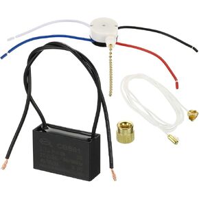 PATIKIL CBB61 Ceiling Fan Capacitor, 1Set 12uF 250V AC 50/60HZ 2 Wires with 3 Speed Fan Switch for Air Conditioner Fan Motor Star Run Capacitors in Kuwait