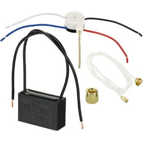 PATIKIL CBB61 Ceiling Fan Capacitor, 1Set 12uF 250V AC 50/60HZ 2 Wires with 3 Speed Fan Switch for Air Conditioner Fan Motor Star Run Capacitors