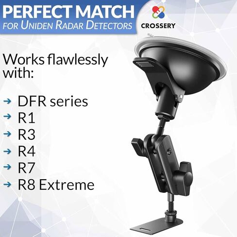 حامل كاشف الرادار Crossery لكاشف الرادار Uniden - حامل كأس الشفط سهل التركيب، مثالي لسلسلة R1، R2، R3، R4، R7، R8، DFR (DFR1، DFR3، DFR6، DFR7، DFR8، DFR9) - حامل رادار موثوق به in Kuwait