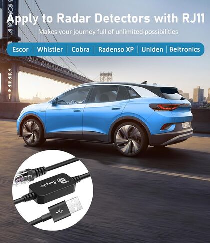 كابل كاشف الرادار، سلك طاقة USB إلى RJ11 لـ Uniden R3 R7 R1 كاشف الرادار مرافقة Redline 360c Max Solo Passport 9500ix 8500 X80 Beltronics 12V كابل محول ولاعة السيارة (RJ11-6.56ft) in Saudi Arabia