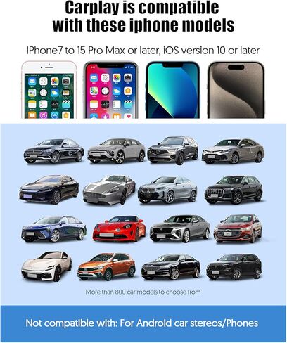 PUTECCH Wireless CarPlay Adapter Work for Cars with Factory Wired Apple CarPlay, Wired to Wireless CarPlay Dongle with USB to USB C Adapter, Plug & Play, for iPhone 7 and Above & iPhone iOS 10+ in Kuwait