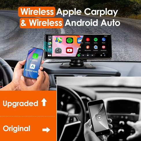 SANPTENT Wireless Apple CarPlay Dash Mount Portable Car Stereo, Android Auto, 9.33-Inch FHD Touchscreen Car Audio Receiver, Drivemate, Car Buddy with Voice Control, AUX/AV IN/USB, AHD Rear View Camera in Kuwait