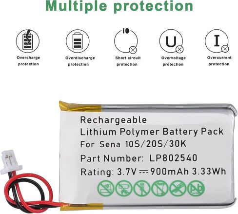 Pickle Power 3.7V 900mAh 802540 Motorcycles Bluetooth Headset Battery for Sena 20s Series Sena 20s-01 Sena 20s evo Sena 30K Series Sena 30K-01D Sena 10S Series Sena 10S-01 ENA in Saudi Arabia