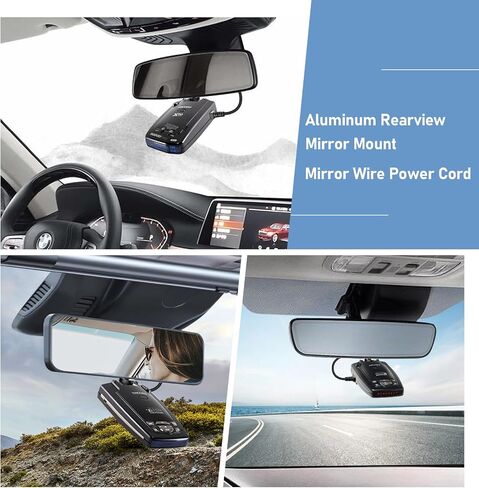 SDSACZMU Radar Detector Mount+Rearview Mirror Hard Wire Power Cord kit 16" | Rearview Mirror Rod Radar Mounting Bracket for Cobra Radar Detector,Not Applicable to Unlisted Models in Kuwait
