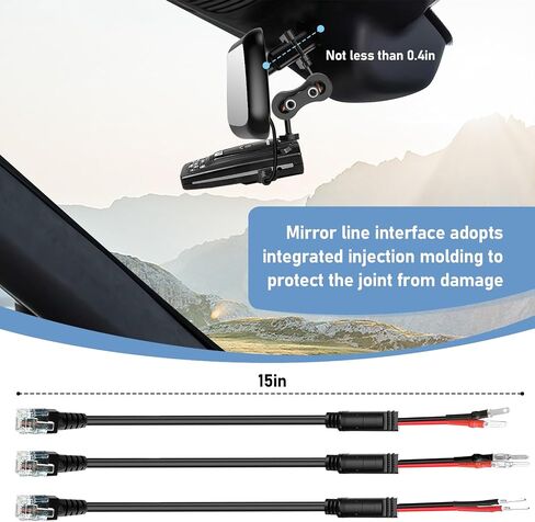SDSACZMU Radar Detector Mount+Rearview Mirror Hard Wire Power Cord kit 16" | Rearview Mirror Rod Radar Mounting Bracket for Cobra Radar Detector,Not Applicable to Unlisted Models in Kuwait