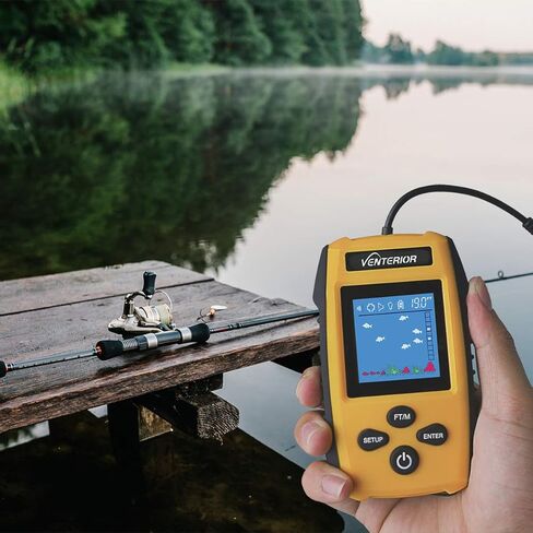 جهاز كشف الأسماك المحمول من Venterior جهاز اكتشاف عمق معدات صيد الأسماك على الجليد مع شاشة LCD ومحول طاقة السونار in Kuwait