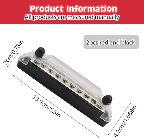 كتلة ترصيع طرفية توزيع الطاقة من AOLDHYY: شريط ناقل البطارية مع غطاء ومسامير طرفية M6 كتلة توزيع طرفية للبطارية باللون الأسود والأحمر للقافلة والقارب البحري in Kuwait
