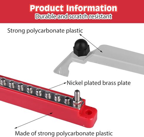 كتلة ترصيع طرفية توزيع الطاقة من AOLDHYY: شريط ناقل البطارية مع غطاء ومسامير طرفية M6 كتلة توزيع طرفية للبطارية باللون الأسود والأحمر للقافلة والقارب البحري in Kuwait