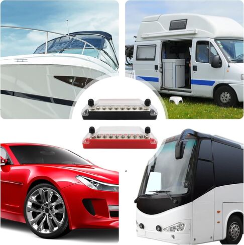 كتلة ترصيع طرفية توزيع الطاقة من AOLDHYY: شريط ناقل البطارية مع غطاء ومسامير طرفية M6 كتلة توزيع طرفية للبطارية باللون الأسود والأحمر للقافلة والقارب البحري in Kuwait