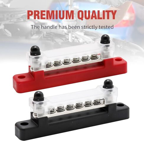 قطعتان من 6 محطات توصيل بصف واحد 150 أمبير مع غطاء، كتلة طرفية لتوزيع الطاقة على الأرض مع 6 براغي M4 و2 مسامير M6 للسيارات والقوارب البحرية والقافلة RV in Kuwait