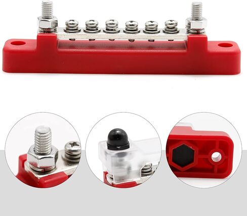 قطعتان من 6 محطات توصيل بصف واحد 150 أمبير مع غطاء، كتلة طرفية لتوزيع الطاقة على الأرض مع 6 براغي M4 و2 مسامير M6 للسيارات والقوارب البحرية والقافلة RV in Kuwait