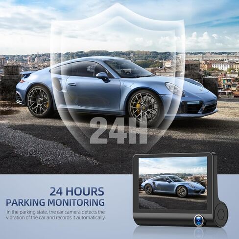 كاميرا داش كام أمامية وخلفية من 3 قنوات، 1080 بيكسل 4 بوصة 170 درجة زاوية واسعة داشكام، كاميرا داش للسيارات مع بطاقة 32 جيجابايت، رؤية ليلية فائقة، مستشعر G، كشف الحركة، وضع ركن السيارة، تسجيل حلقة in Kuwait