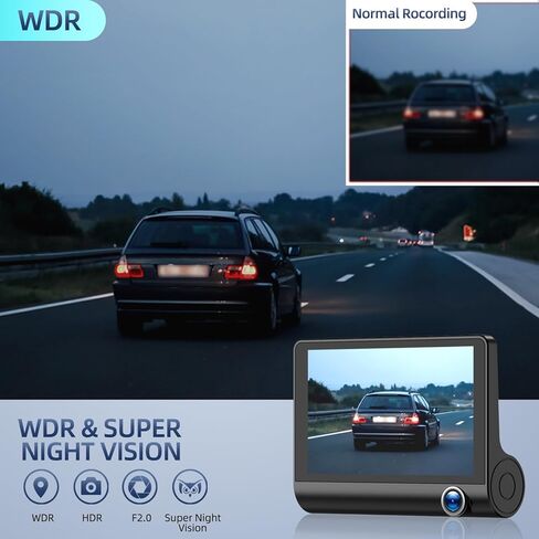 كاميرا داش كام أمامية وخلفية من 3 قنوات، 1080 بيكسل 4 بوصة 170 درجة زاوية واسعة داشكام، كاميرا داش للسيارات مع بطاقة 32 جيجابايت، رؤية ليلية فائقة، مستشعر G، كشف الحركة، وضع ركن السيارة، تسجيل حلقة in Kuwait