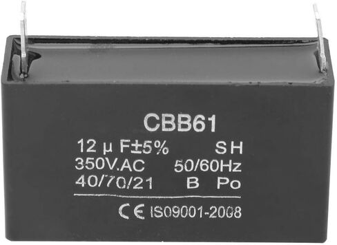 Capacitor, CBB61 350VAC 12UF High Voltage Motor Capacitor, for Gasoline Generator Starting Air Conditioning Motor Fan Motor, Black in Saudi Arabia
