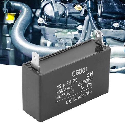 Capacitor, CBB61 350VAC 12UF High Voltage Motor Capacitor, for Gasoline Generator Starting Air Conditioning Motor Fan Motor, Black in Saudi Arabia