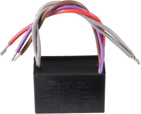AEDIKO 2pcs CBB61 Capacitor 4.5/6/5uF 350V AC 5 Wires Metallized Polypropylene Film Capacitor for Electric Fan Pump Motor Generator in Saudi Arabia