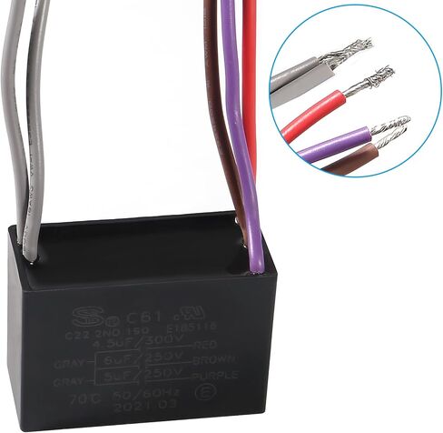 AEDIKO 2pcs CBB61 Capacitor 4.5/6/5uF 350V AC 5 Wires Metallized Polypropylene Film Capacitor for Electric Fan Pump Motor Generator in Saudi Arabia