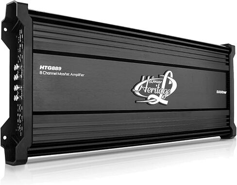 Lanzar HTG889 8 قنوات 4000 واط الطاقة القصوى 2 أوم مستقرة عالية ومنخفضة مرشح التحكم MOSFET مجموعة مضخم صوت السيارة مع مجموعة تركيب أسلاك مضخم صوت كاملة 8 قياسات in Kuwait